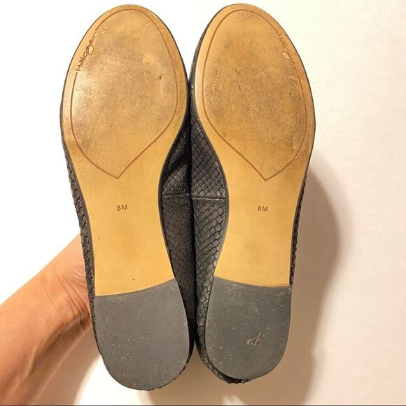 Halogen Black snake print leather round toe ballet flats shoes shoestring bow 8M - Picture 10 of 11